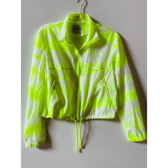 Guess Matching Workout Set Windbreaker Leggings Sports Bra Citrus yellow sz M/L - Picture 2 of 10